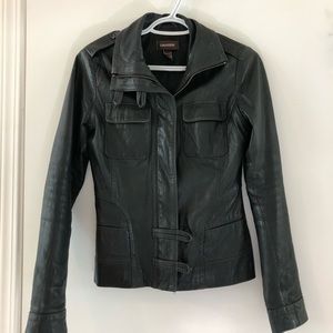 Leather military style jacket